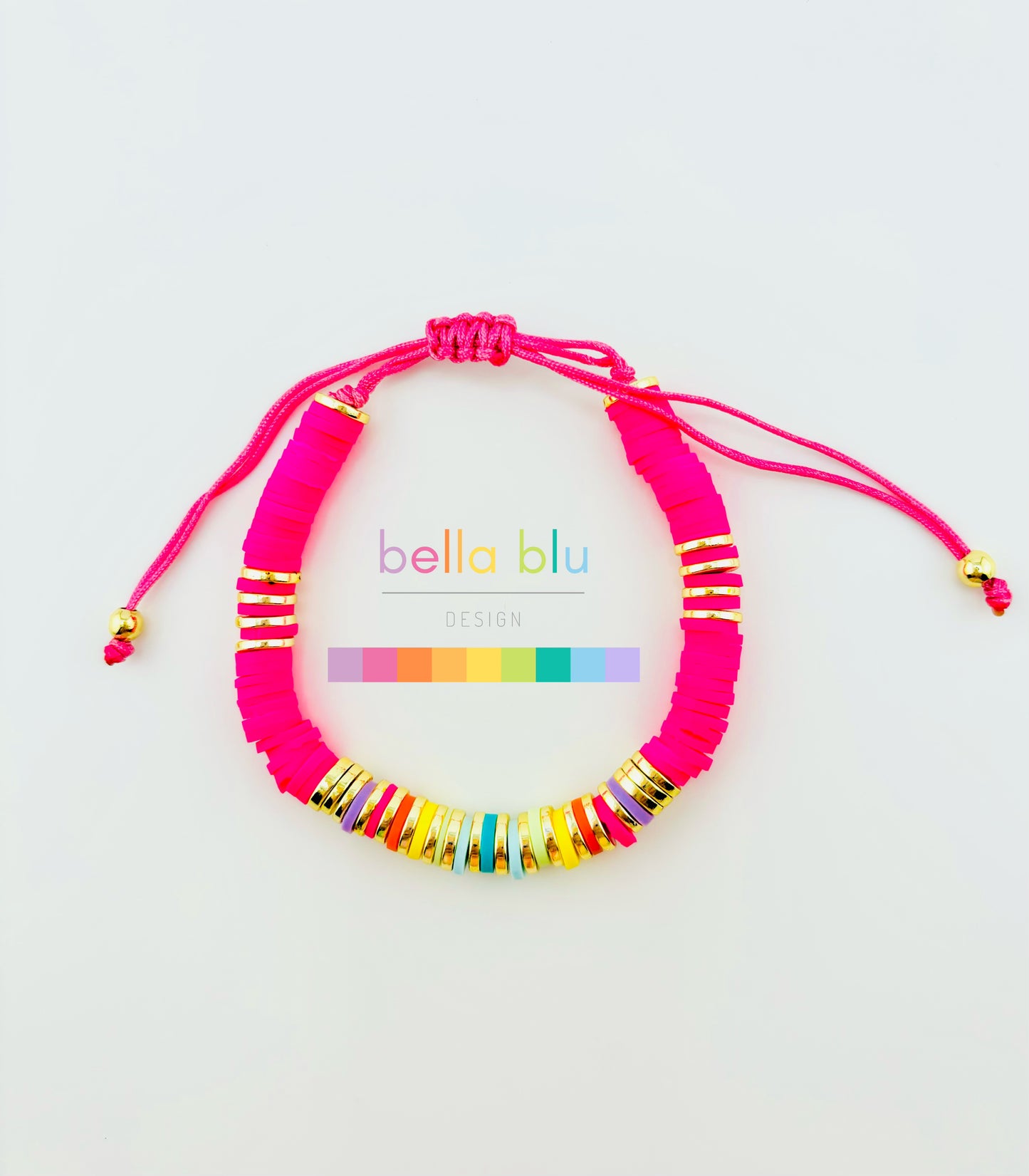 Maya pink bracelet in clay beads and gold filled