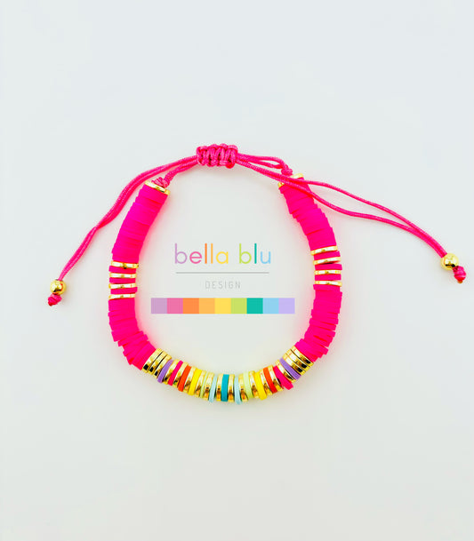 Maya pink bracelet in clay beads and gold filled