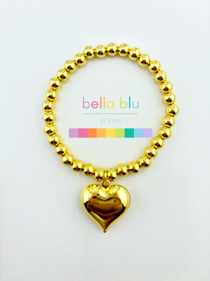 Kelly 18k gold filled elastic bracelet with a big heart