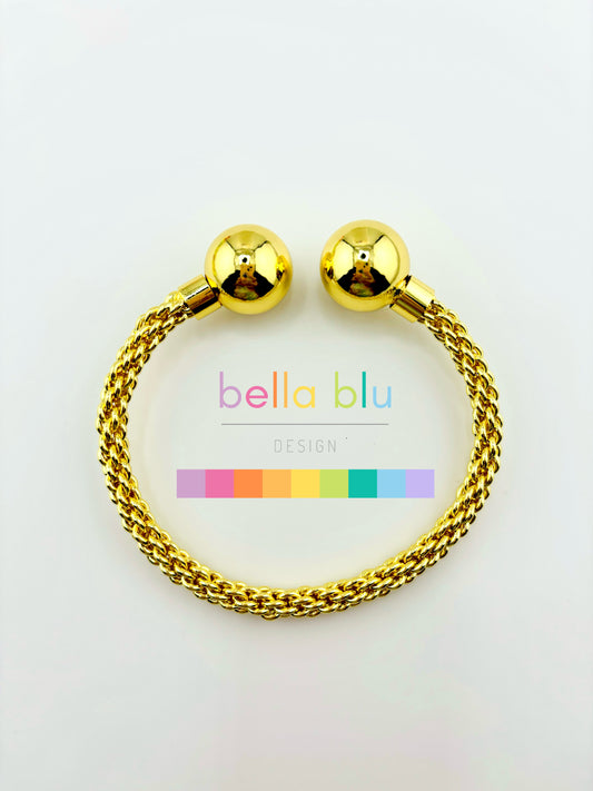 Rachel 18k gold filled braided bangle bracelet