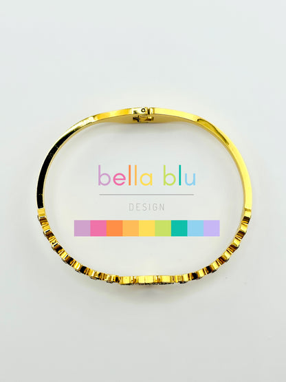 Ashley heart and rhinestone bangle bracelet
