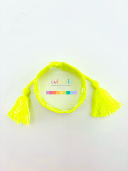 Miriam neon yellow and white stars woven bracelet