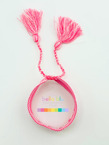 Odalia magenta and white hearts woven adjustable bracelet