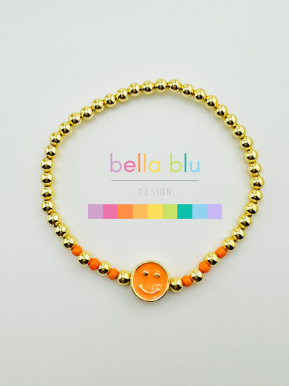 Brooklyn happy face in gold filled bracelet
