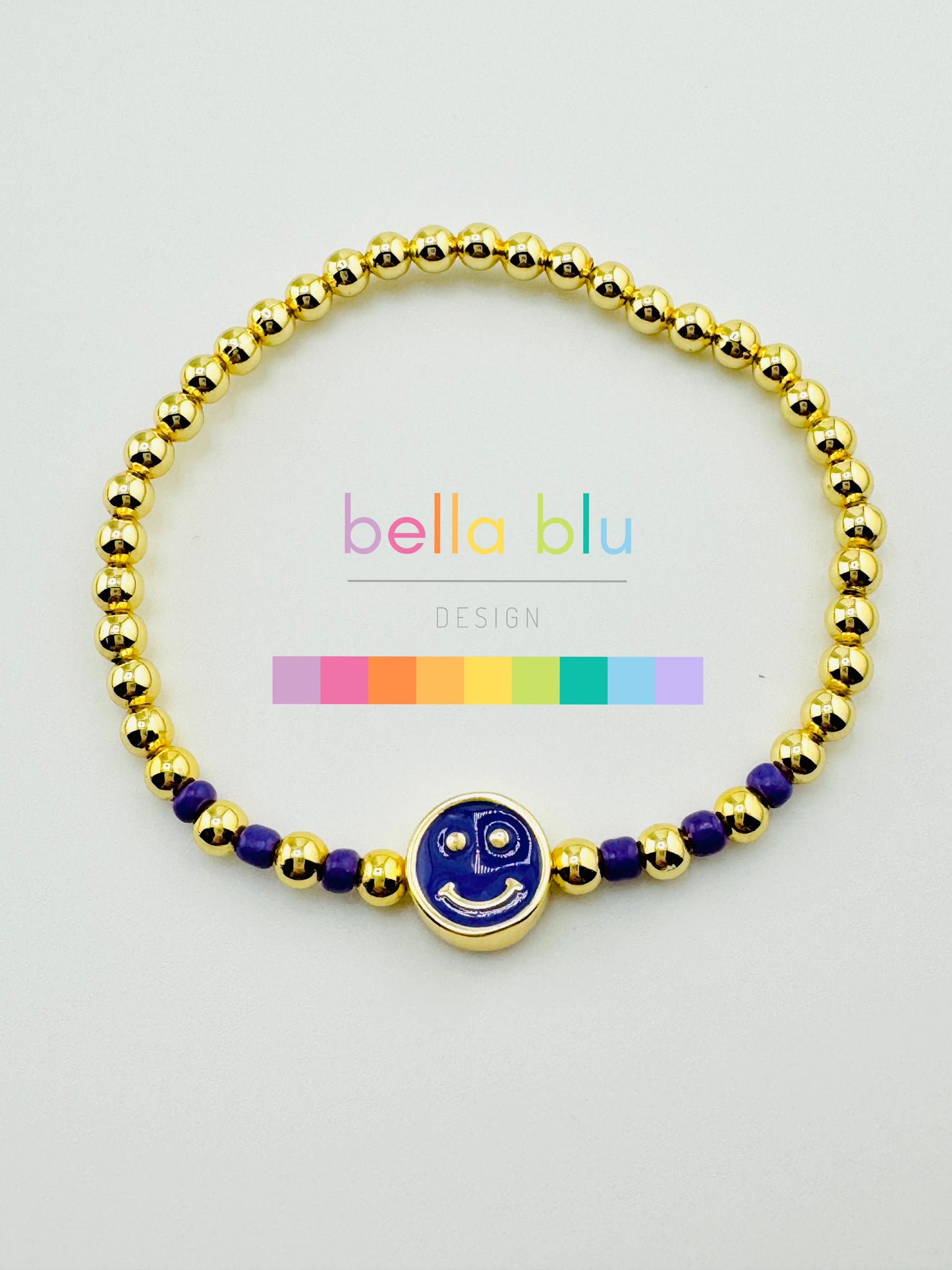 Cora purple happy face and gold filled bracelet