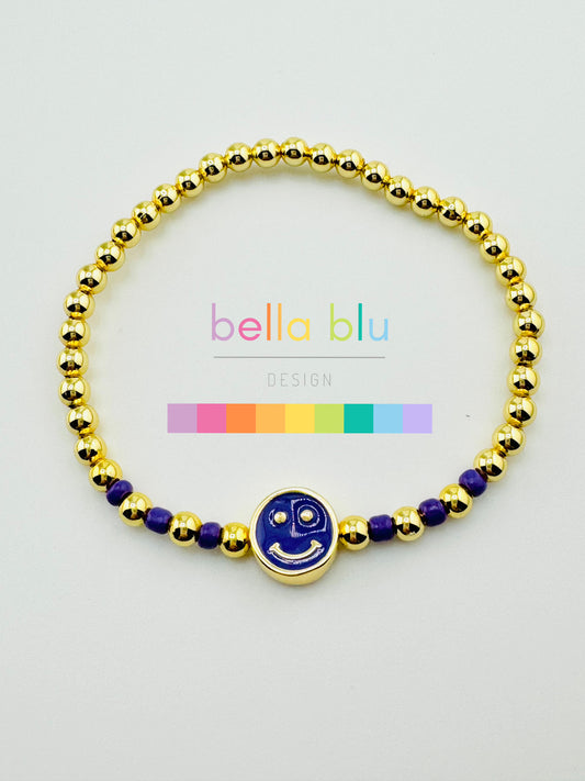 Cora purple happy face and gold filled bracelet