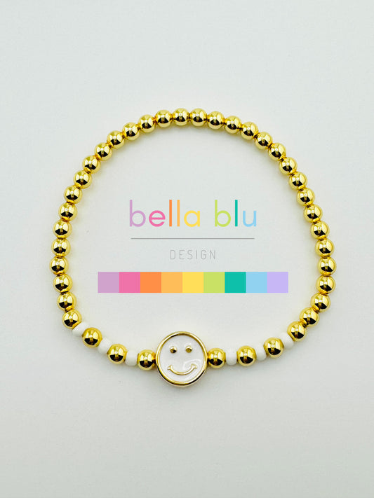 Caroline white happy face and gold filled bracelet