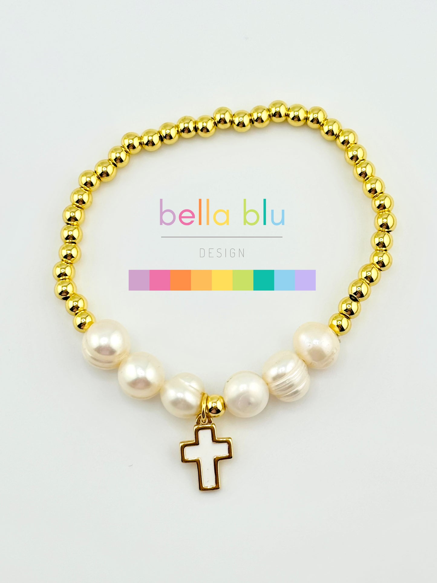 Cruz fresh water pearl 18k gold filled bracelet